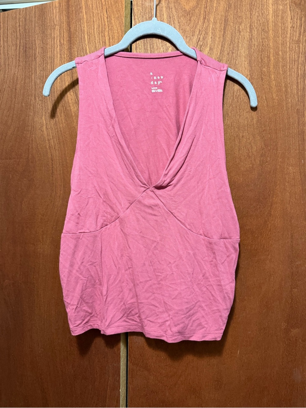 Pink Draped V-Neck Sleeveless Top